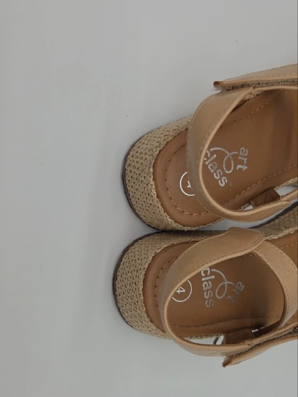 #026 Beige Raffia Platform Sandals with Crystal Buckles